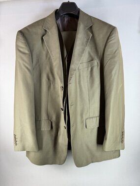 Vitali 44R Jacket, 44x38 Pants, Vest, Army Green Mens 3-Piece, 3 Button Suit